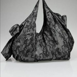 Valentino Garavani Black Lace Bow Tote Bag